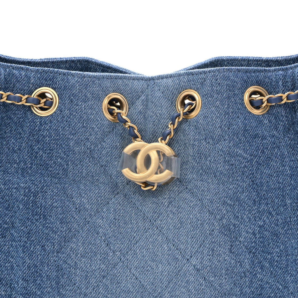 Washed Denim Quilted Mini Chanel 25 Handbag Blue