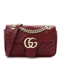 Calfskin Matelasse Mini GG Marmont Shoulder Bag Rosso Ancora