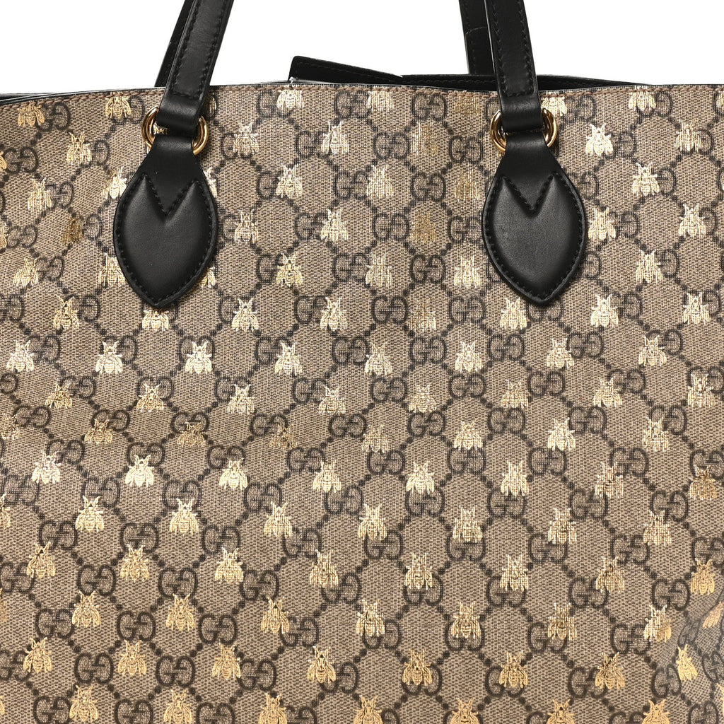 Soft GG Supreme Monogram Bees Medium Crossbody Tote Beige Oro Black