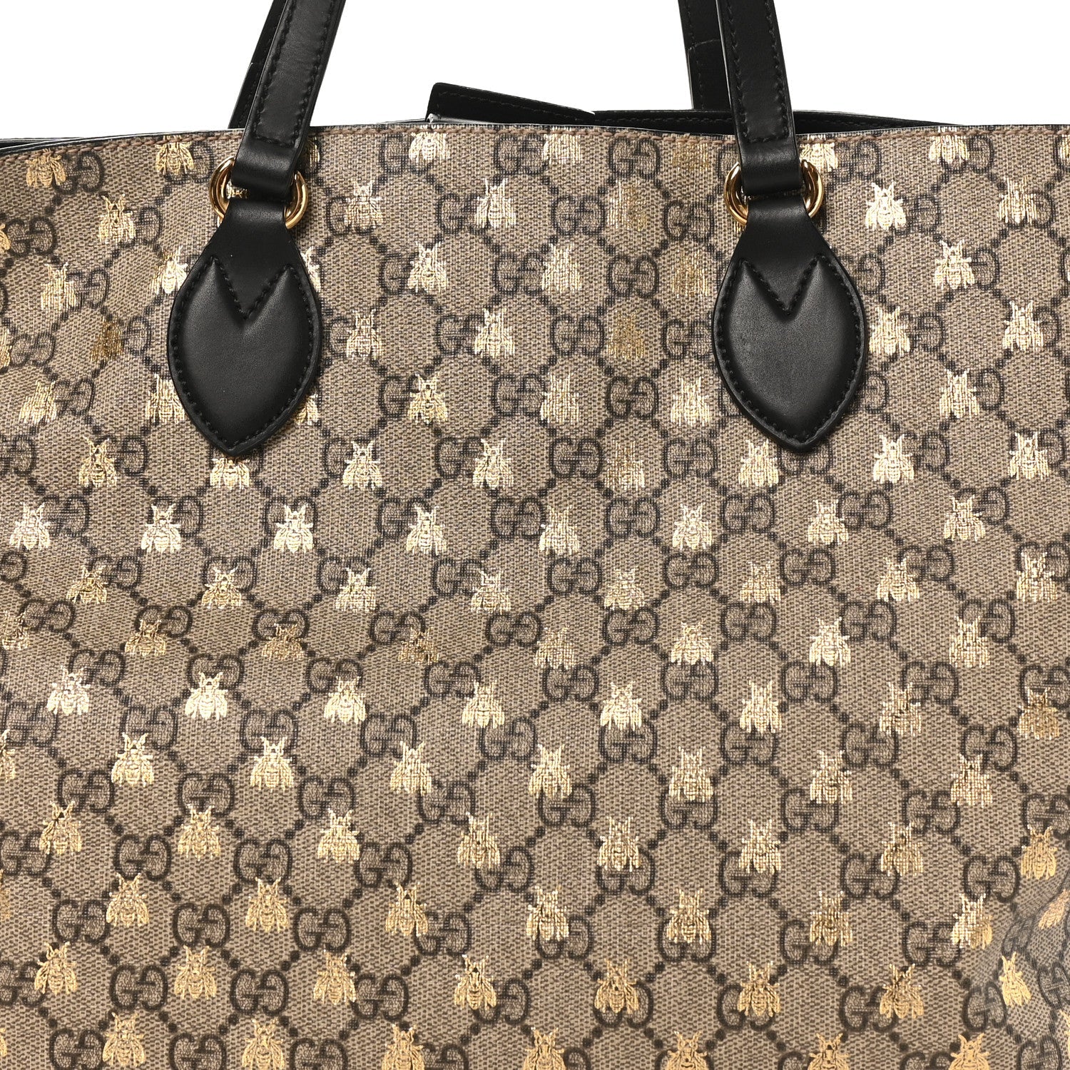 Soft GG Supreme Monogram Bees Medium Crossbody Tote Beige Oro Black