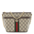 GG Supreme Monogram Web Ophidia Chain Shoulder Bag Brown