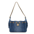 Washed Denim Quilted Mini Chanel 25 Handbag Blue