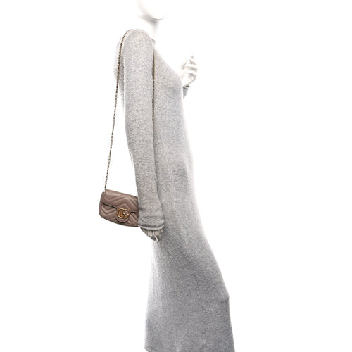 Calfskin Matelasse Super Mini GG Marmont Shoulder Bag Porcelain Rose