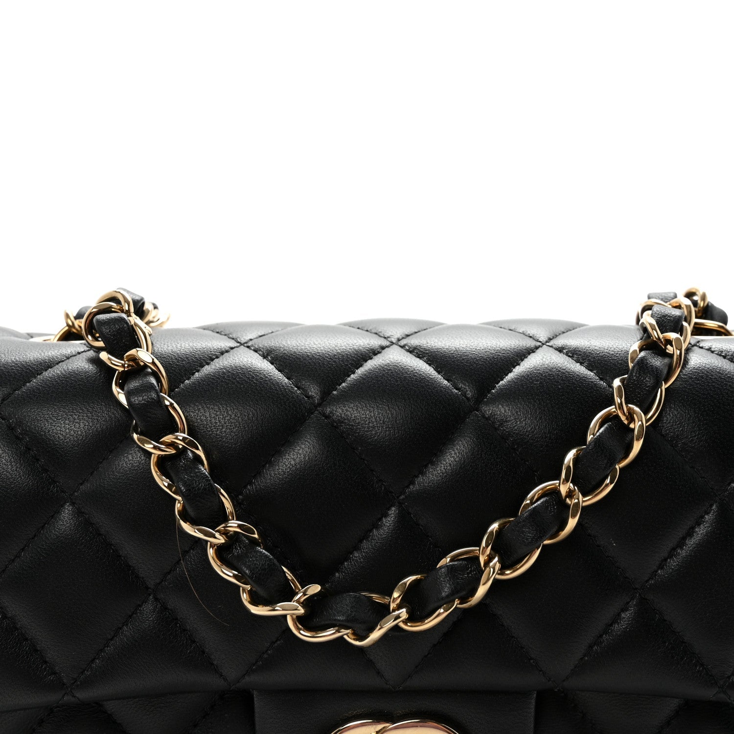 Lambskin Quilted Mini Rectangular Flap Black