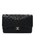 Caviar Quilted Jumbo Double Flap Black