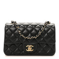 Lambskin Quilted Mini Rectangular Flap Black