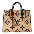 Raffia Calfskin Monogram Giant Onthego MM Blue