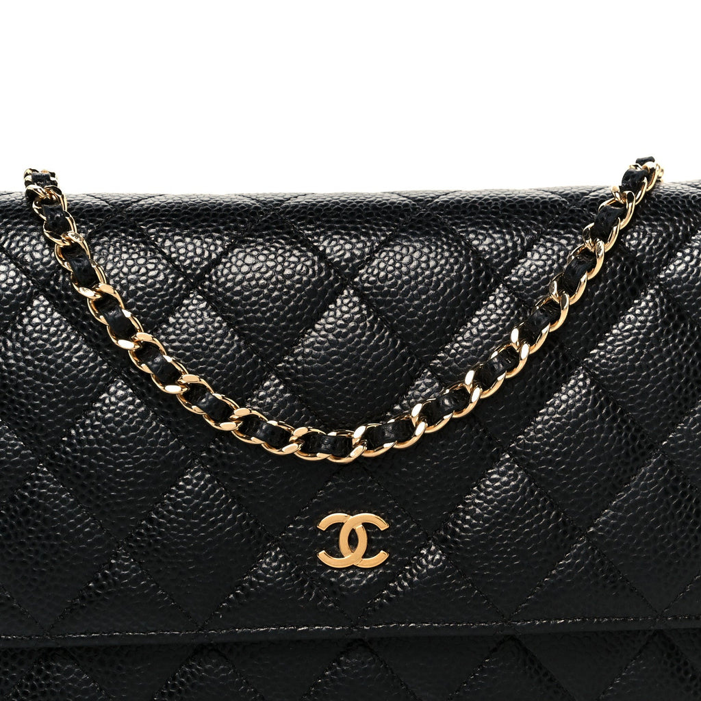 Caviar Quilted Wallet On Chain WOC Black