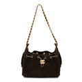Suede Quilted Mini Chanel 25 Handbag Dark Brown