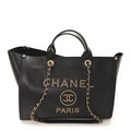 Caviar Medium Studded Deauville Tote Black