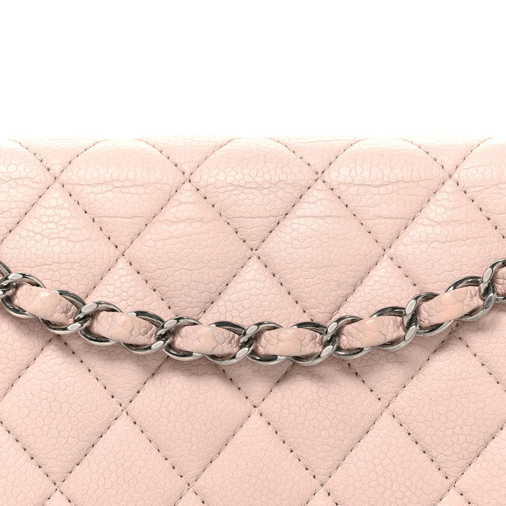 Caviar Quilted Medium Double Flap Light Pink