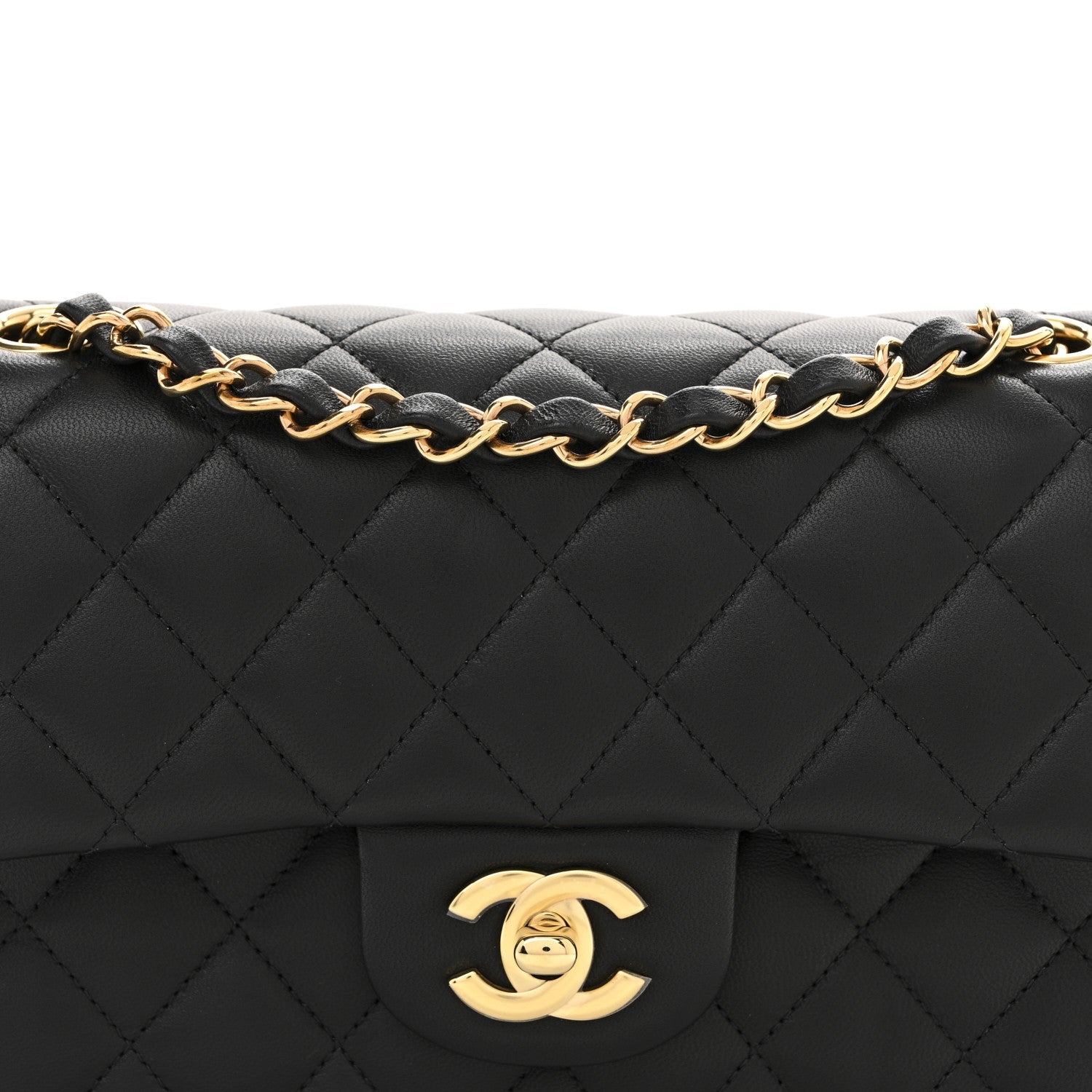 Lambskin Quilted Small Double Flap Black
