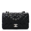 Lambskin Quilted Mini Rectangular Flap Black