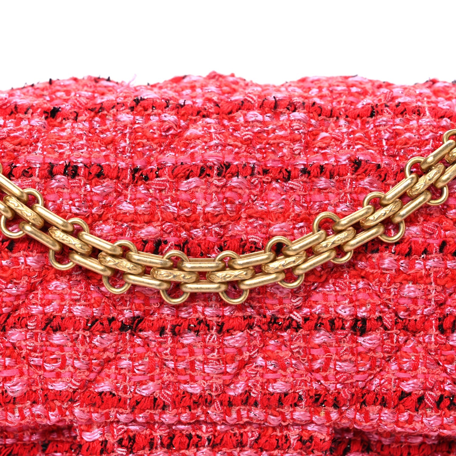 Tweed Quilted Mini 2.55 Reissue Flap Red Ecru Black