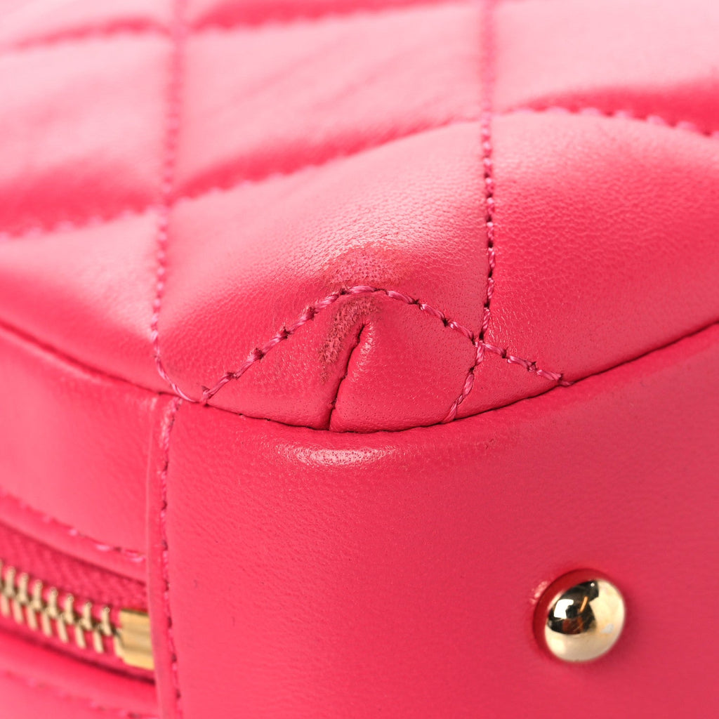 Lambskin Quilted Small Trendy CC Bowling Bag Pink