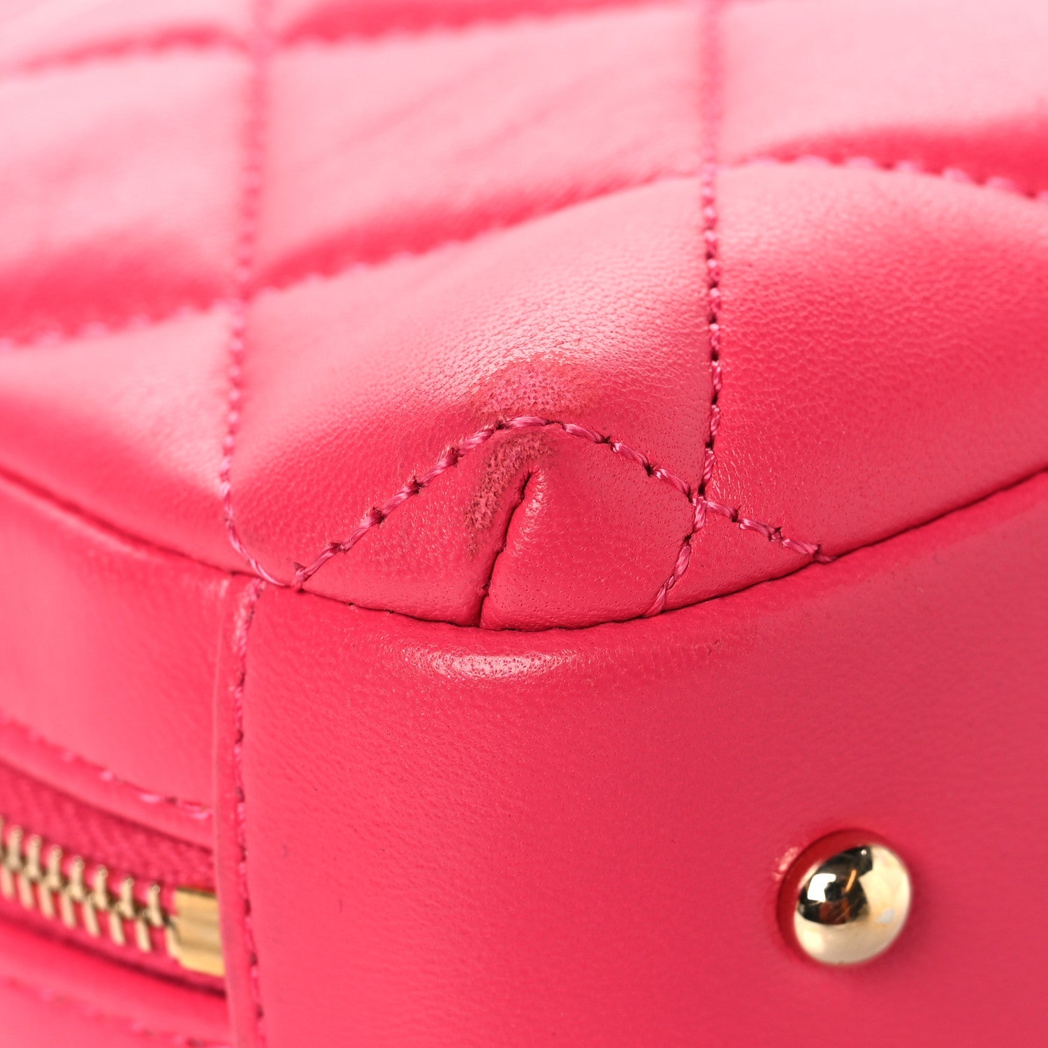 Lambskin Quilted Small Trendy CC Bowling Bag Pink