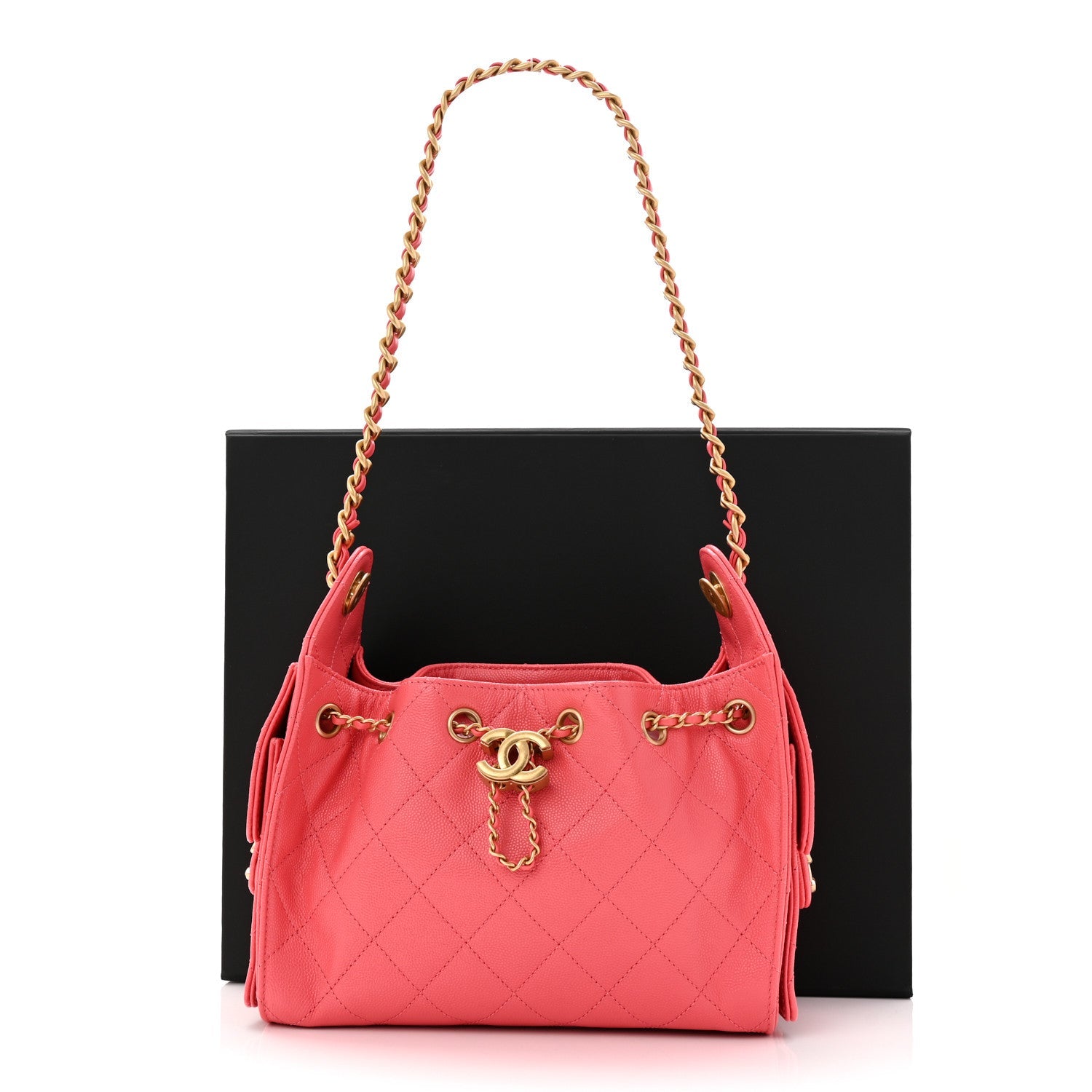 Caviar Quilted Mini Chanel 25 Handbag Coral