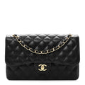 Caviar Quilted Jumbo Double Flap Black