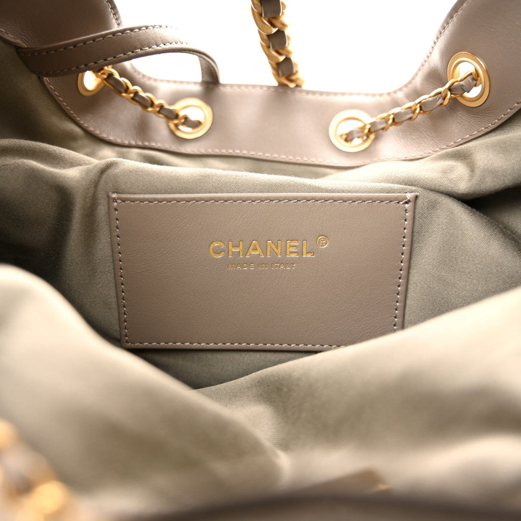 Suede Quilted Medium Chanel 25 Handbag Grey