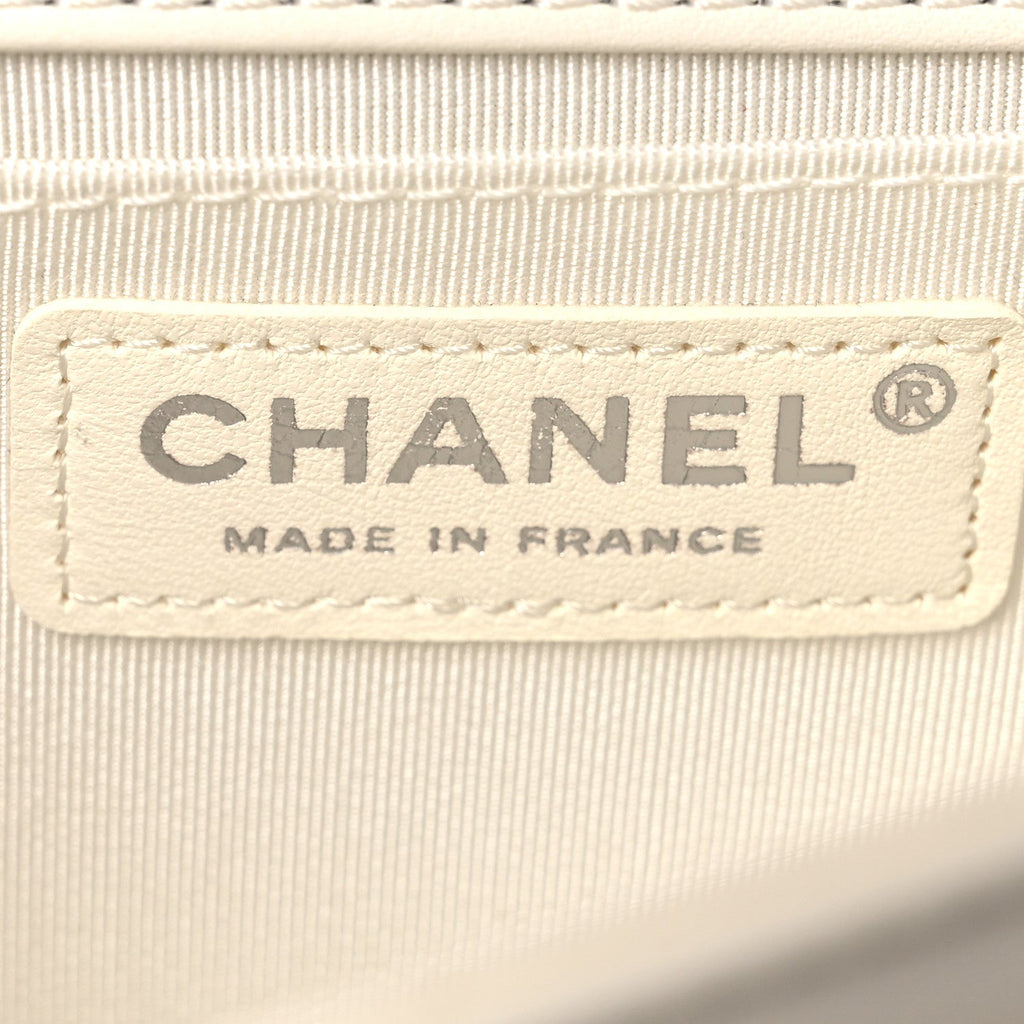 Calfskin Quilted Medium Boy Flap White