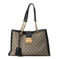 GG Supreme Monogram Medium Padlock Tote Black