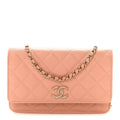Caviar Quilted Perforated Metal CC Wallet On Chain WOC Beige