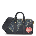 X NIGO Taurillon Monogram Denim Drip Keepall XS Blue