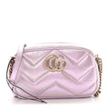 Iridescent Nappa Chevron Matelasse Small GG Marmont Chain Shoulder Bag Iridescent Escape Pink