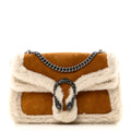 Suede Shearling Small Dionysus Bag Honey Beige Milk
