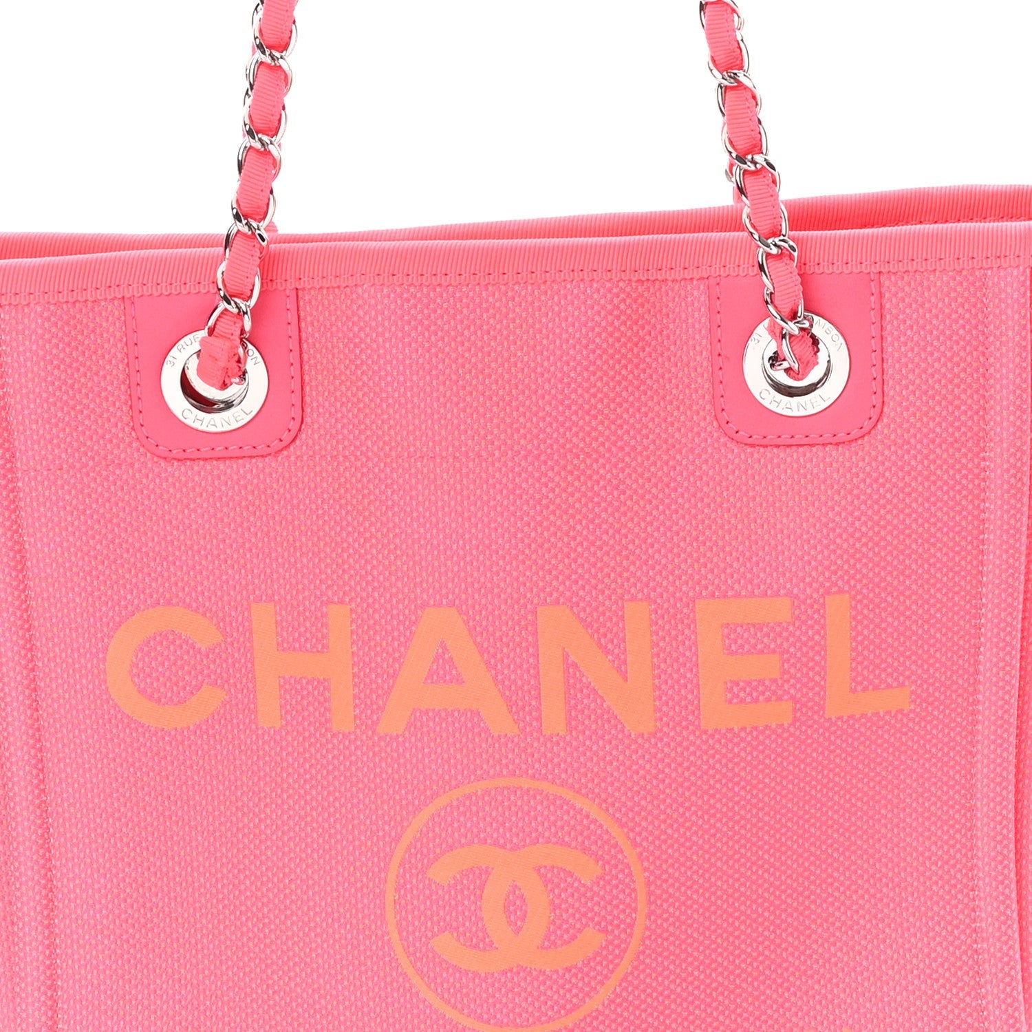 Canvas Mini Deauville Tote Pink Orange