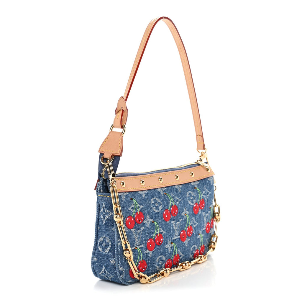 LV X TM Monogram Denim Cerises Pochette Accessories Blue