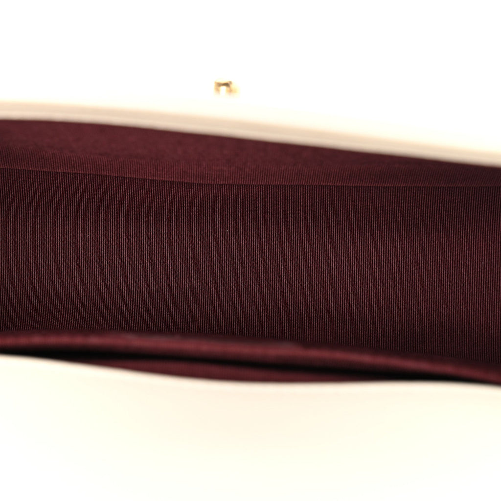 Caviar Suede Calfskin Chevron Medium Boy Flap White