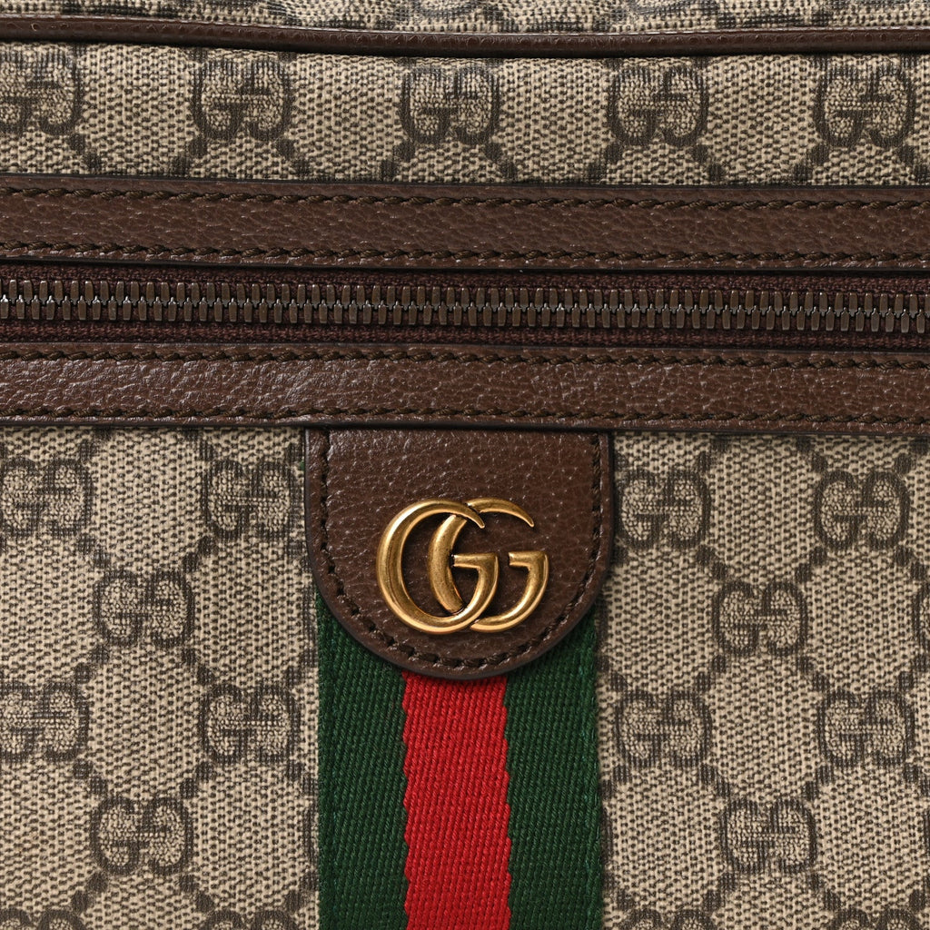 Soft GG Supreme Monogram Medium Ophidia Belt Bag Dark Brown