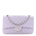 Caviar Quilted Medium Double Flap Light Purple