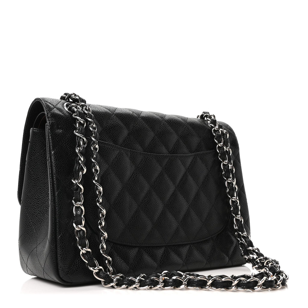 Caviar Quilted Jumbo Double Flap Black