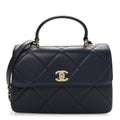 Lambskin Quilted Medium Trendy CC Flap Dual Handle Bag Blue