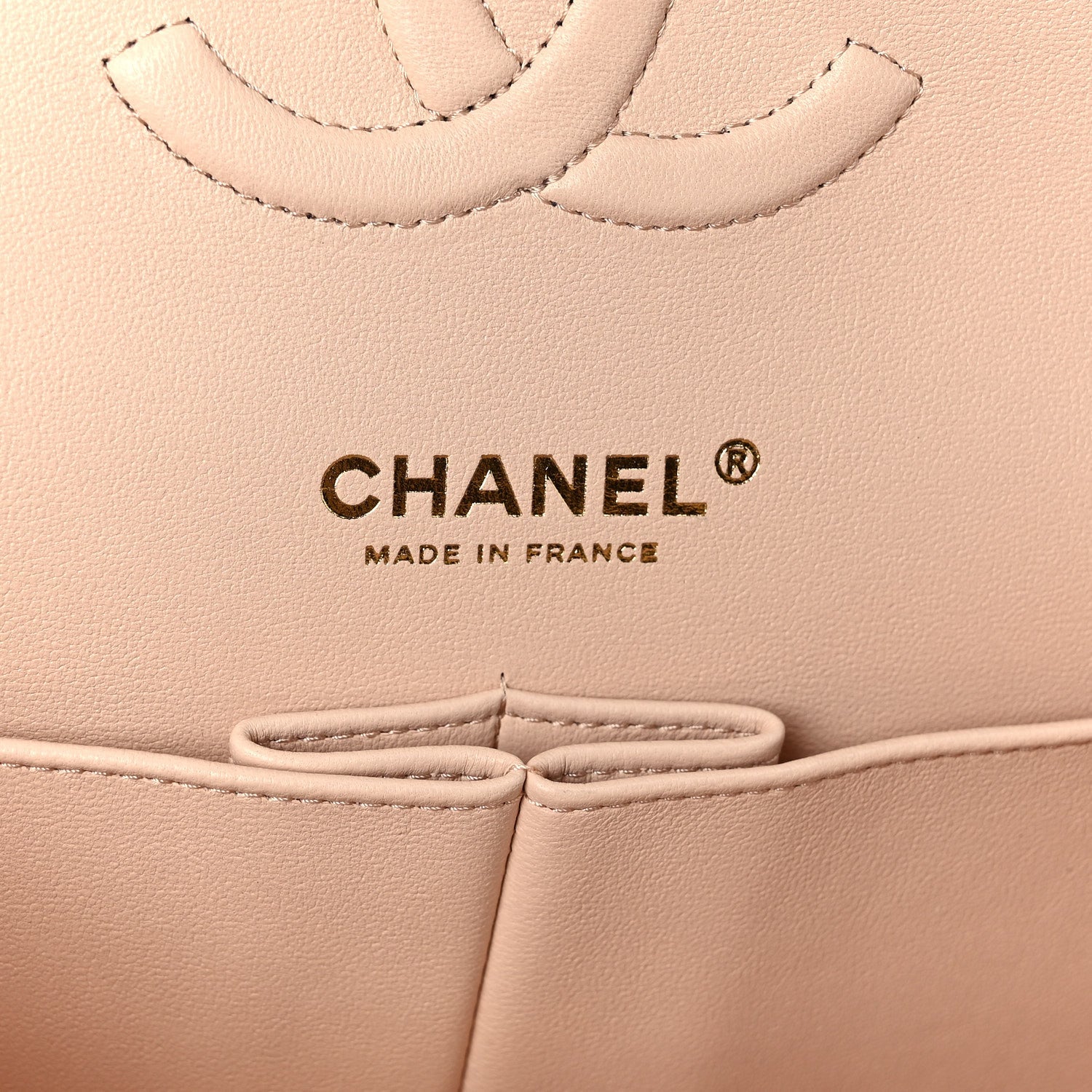 Caviar Quilted Medium Double Flap Light Beige