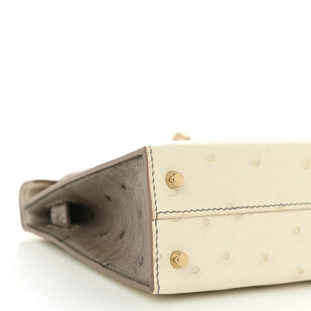 Ostrich Horseshoe Kelly Sellier Mini 20 Beton Gris Tourterelle