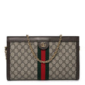 GG Supreme Monogram Web Medium Ophidia Chain Shoulder Bag Brown