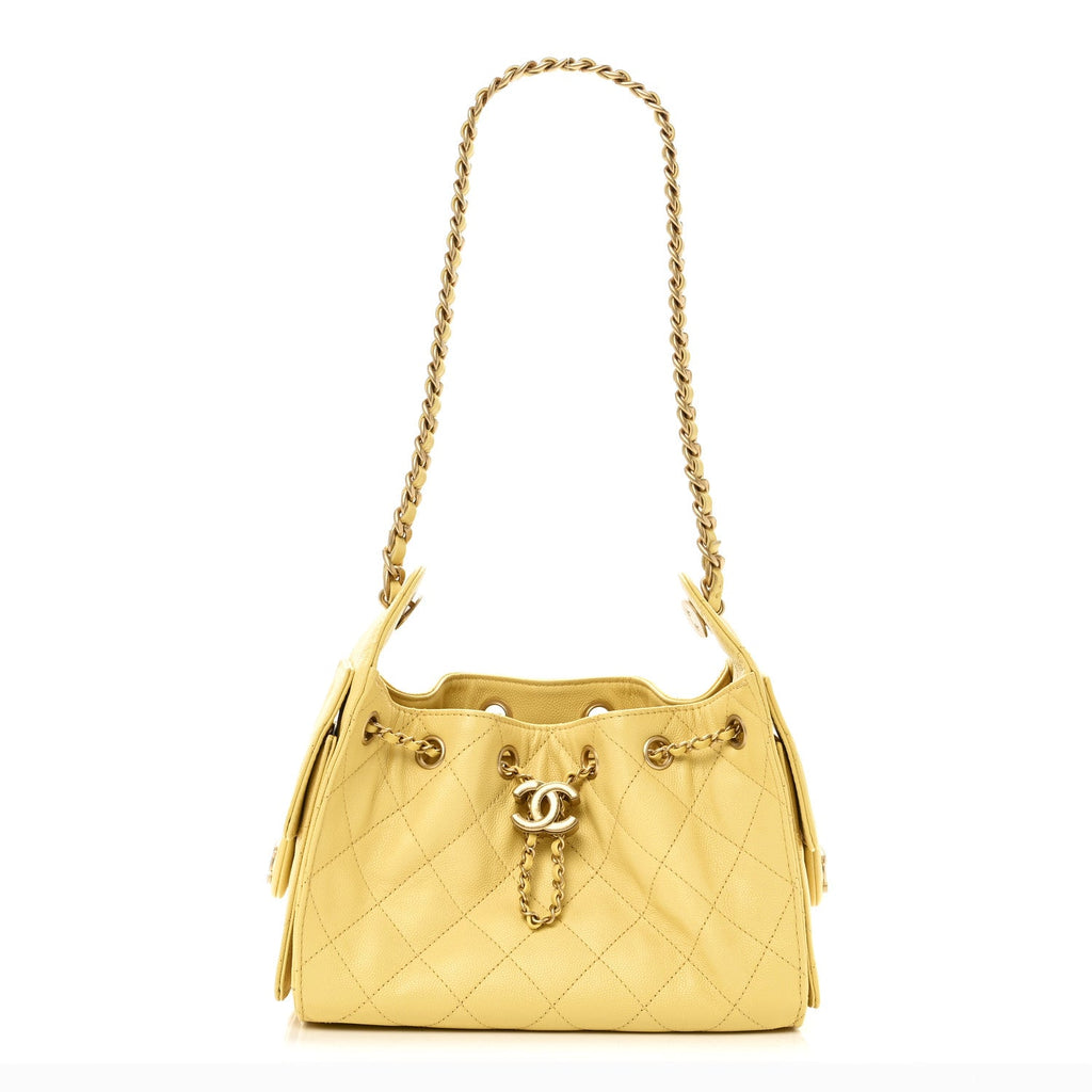 Caviar Quilted Mini Chanel 25 Handbag Yellow