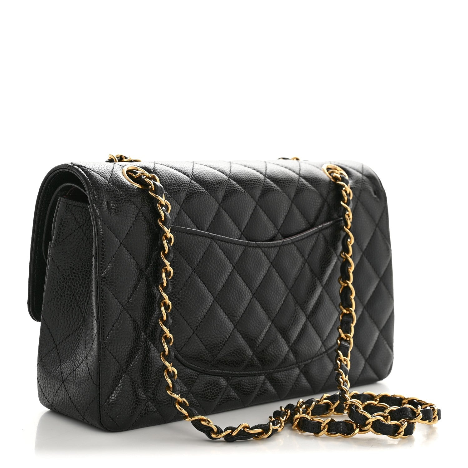 Caviar Quilted Medium Double Flap Black