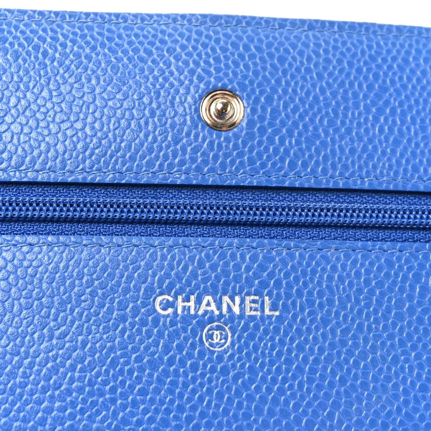 Caviar Quilted Wallet on Chain WOC Blue