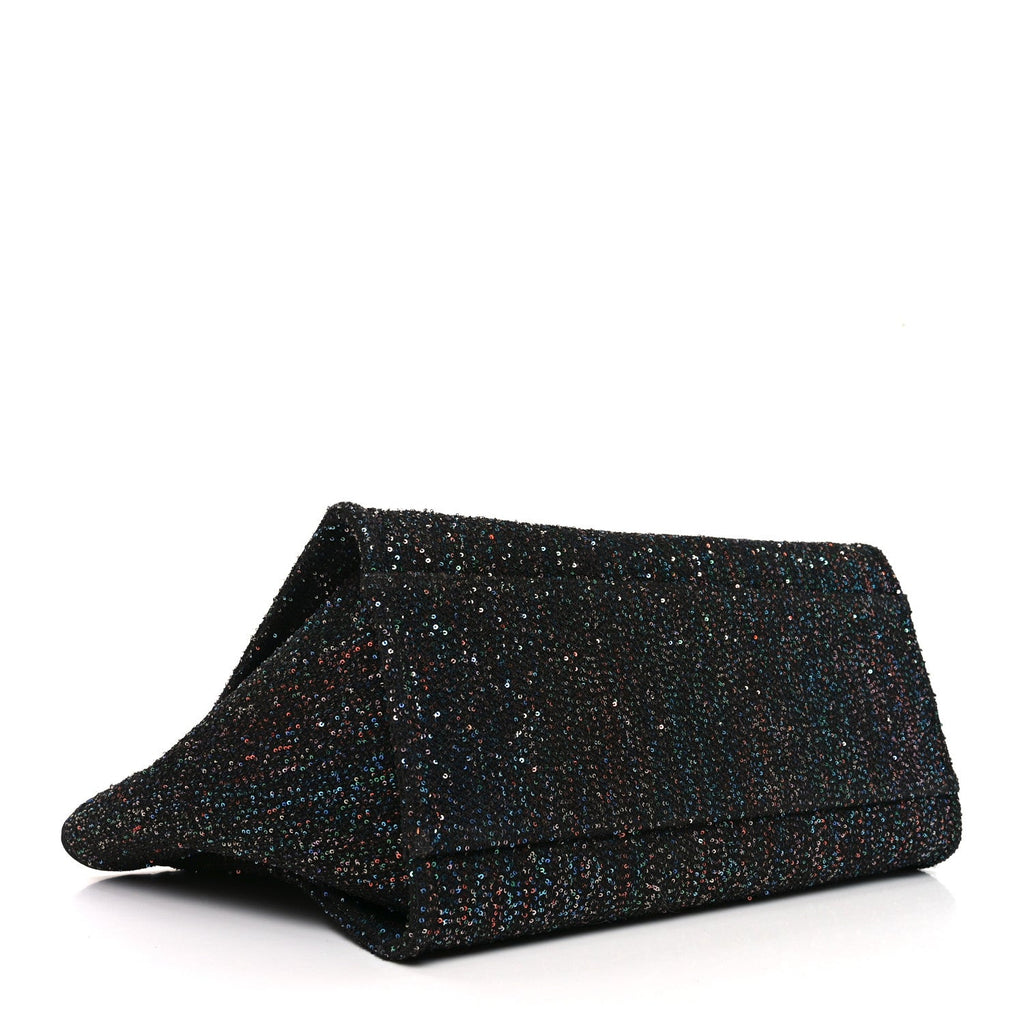 Calfskin Sequin Medium Deauville Tote Black