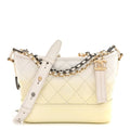 Patent Goatskin Quilted Small Gabrielle Hobo White
