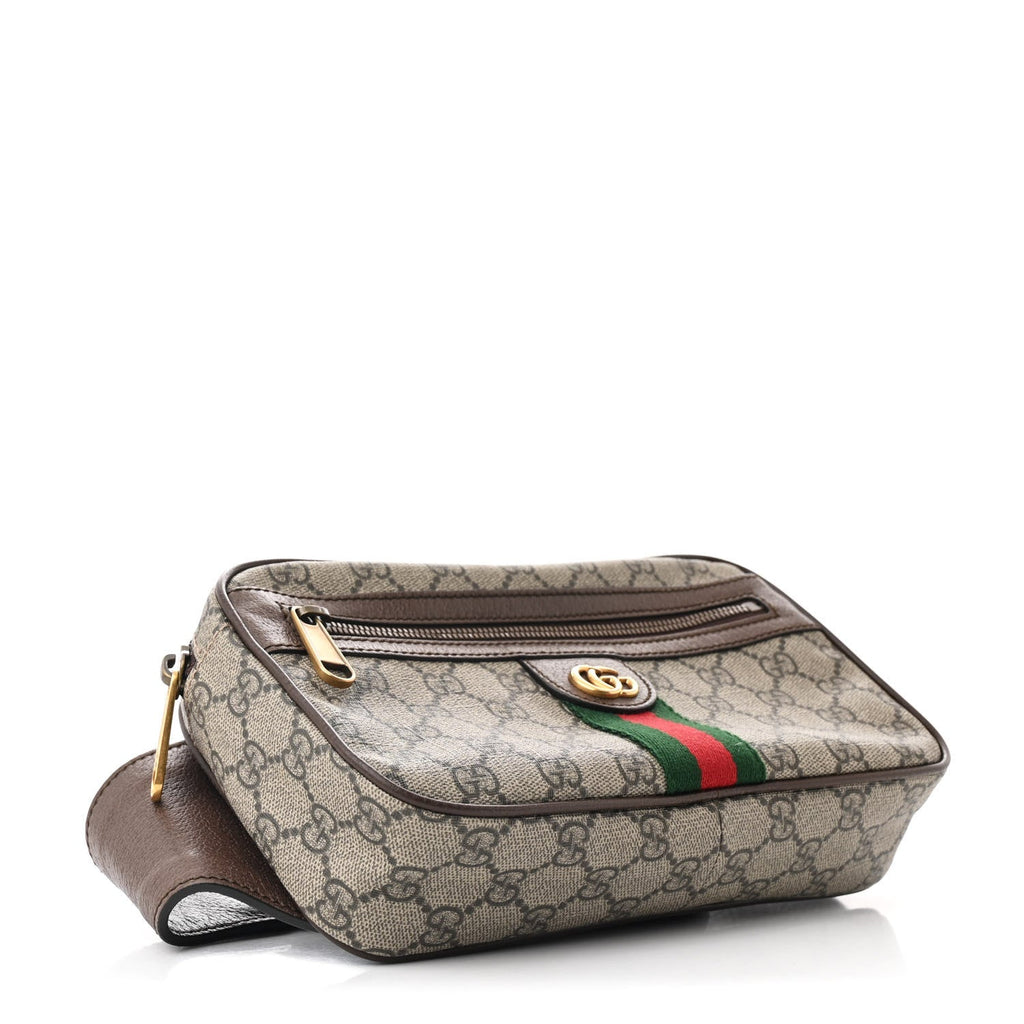 Soft GG Supreme Monogram Medium Ophidia Belt Bag Dark Brown