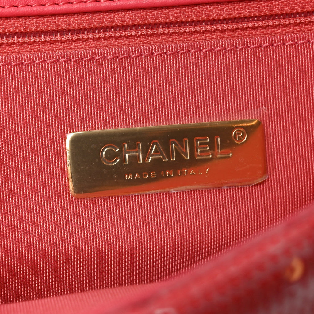 Sequin Quilted Medium Chanel 19 Flap Coral