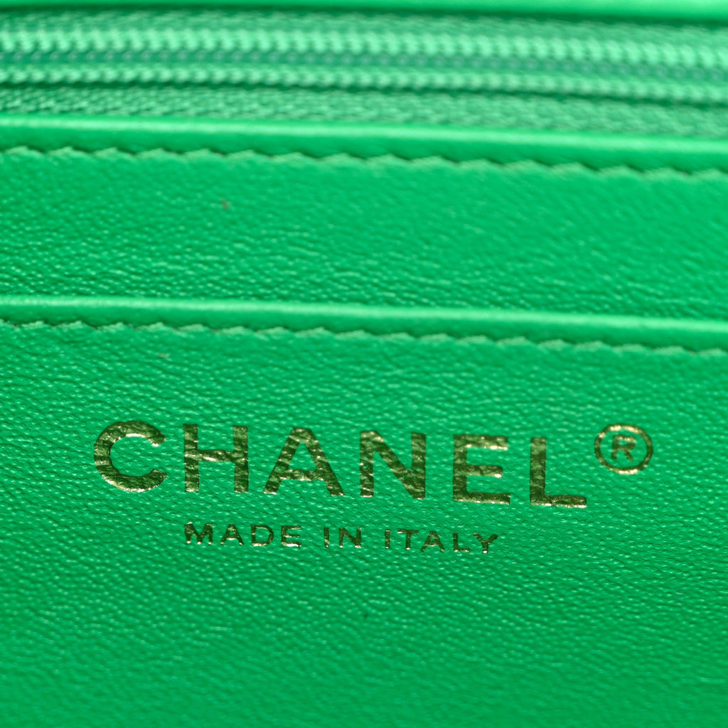 Lambskin Quilted Mini Square Flap Green