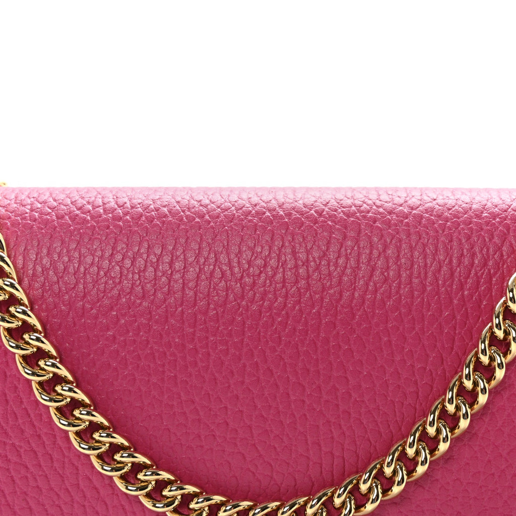Dollar Calfskin Mini GG Marmont Chain Wallet Box Pink