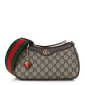 GG Supreme Monogram Textured Dollar Calfskin Web Small Ophidia GG Handbag Beige Ebony New Acero