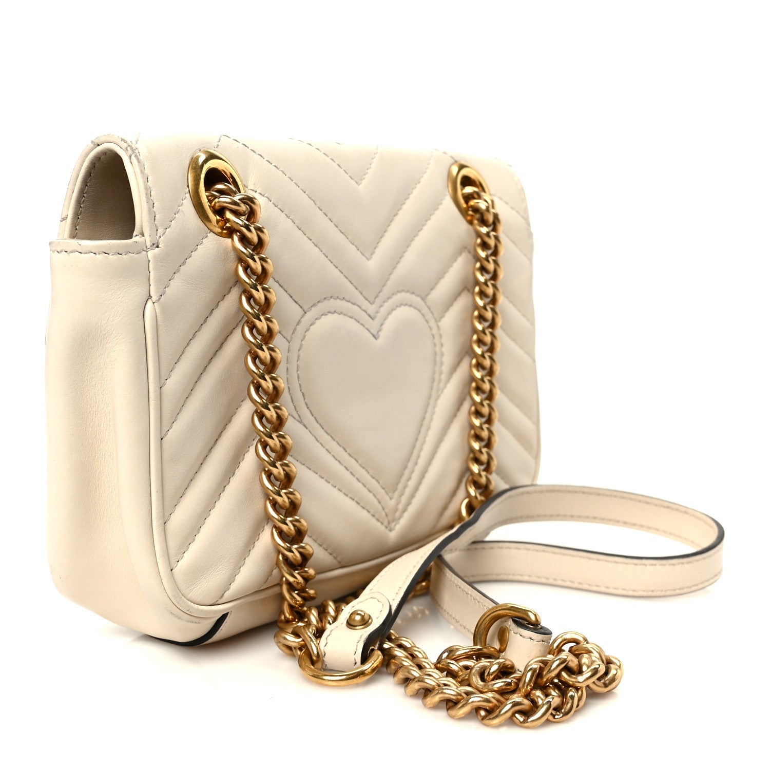 Calfskin Matelasse Mini GG Marmont Shoulder Bag White